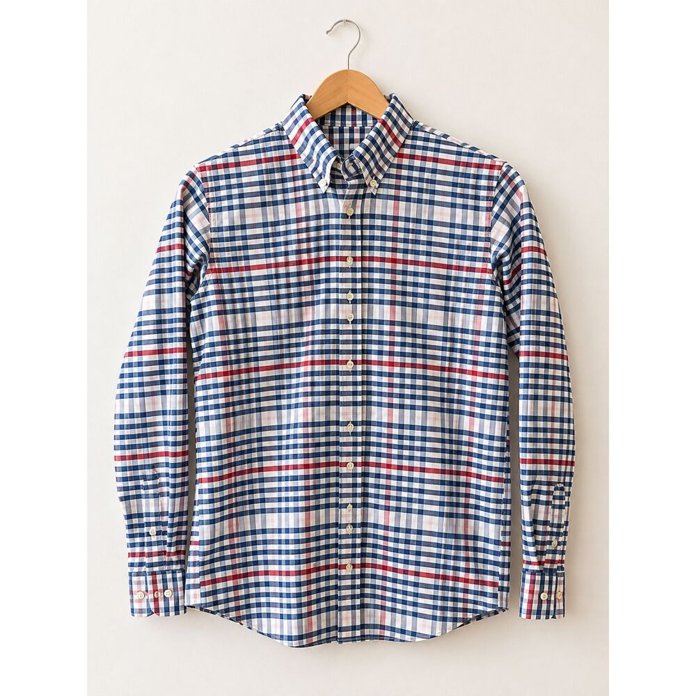 Brooks Brothers Fleece Boys Large Plaid Button Down Shirt Red White Blue